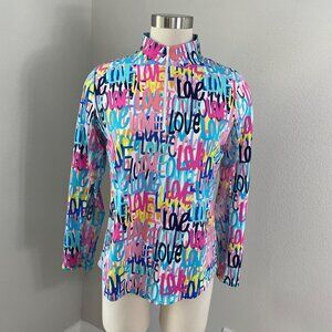 IBKUL Womens Medium Long Sleeve Love UPF 50+ Cooling Shirt Quick Dry Golf Top